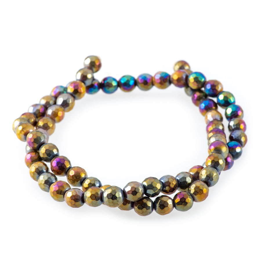 Tiger Eye 6mm Yellow/Blue/Golden Plated Round Faceted - Limited Editions - 15-16 inch