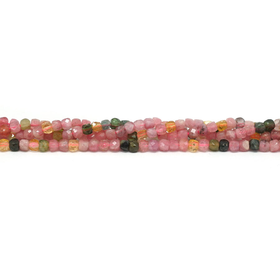 Multi Tourmaline 2mm Faceted Cube - 15-16 Inch