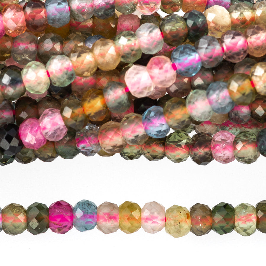 Multi Tourmaline 3mm Rondelle Faceted A Grade- 15-16 Inch