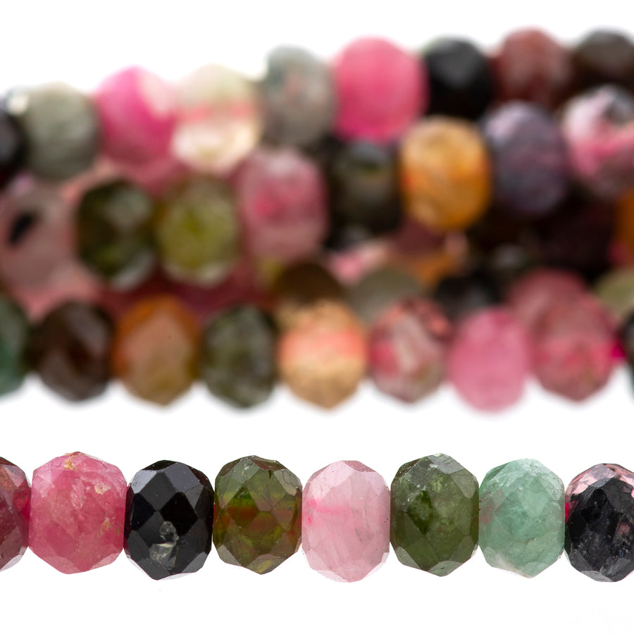 Multi Tourmaline 4mm Rondelle Faceted - 15-16 Inch