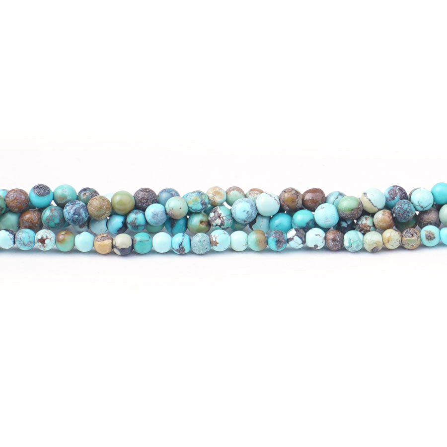 Hubei Turquoise 3mm Round Light Blue Matrix - Limited Editions - 15-16 inch