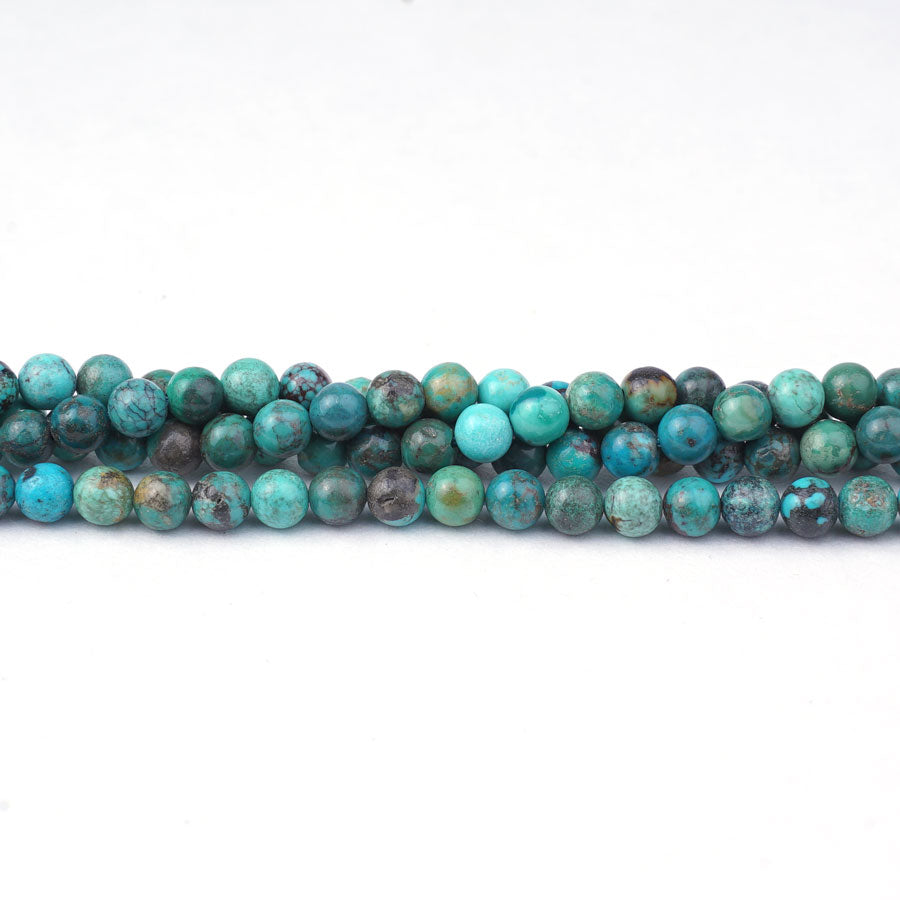 Hubei Turquoise 4mm Blue Matrix Round Faceted A Grade - 15-16 Inch