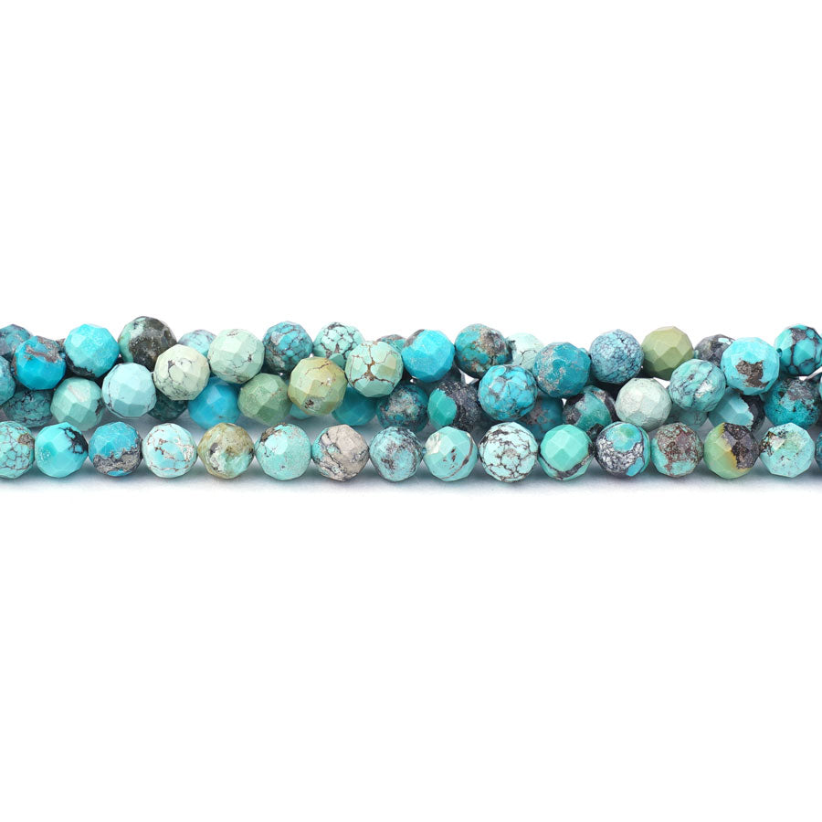 Hubei Turquoise 5mm Light Blue Matrix Round Faceted A Grade - 15-16 Inch