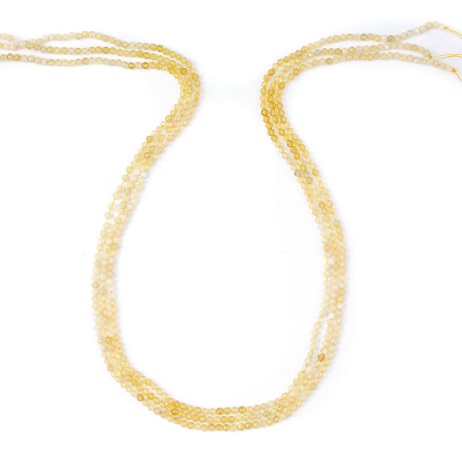 Yellow Opal 2mm Faceted Round Banded - 15-16 Inch