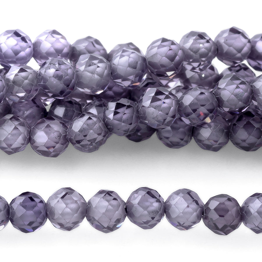 Cubic Zirconia Lavender 3mm Round Faceted - 15-16 Inch