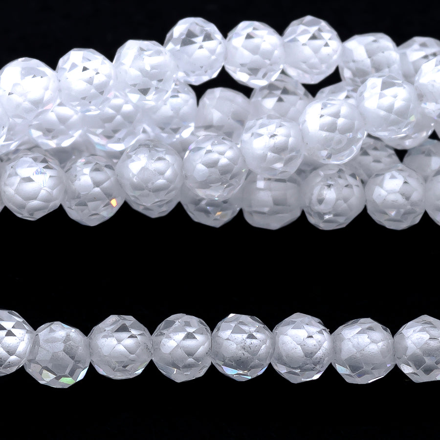 Cubic Zirconia White 3mm Round Faceted - 15-16 Inch