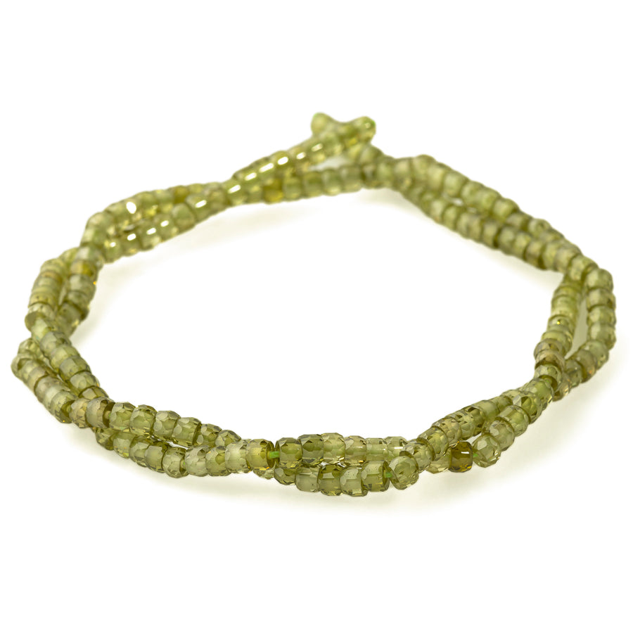 Cubic Zirconia Light Green 2x3mm Faceted Rondelle - 15-16 Inch
