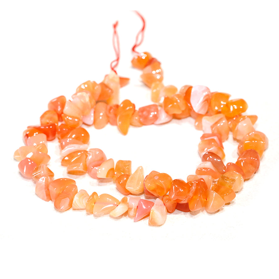 Orange Chalcedony Natural 8-13mm Chips - 15-16 Inch