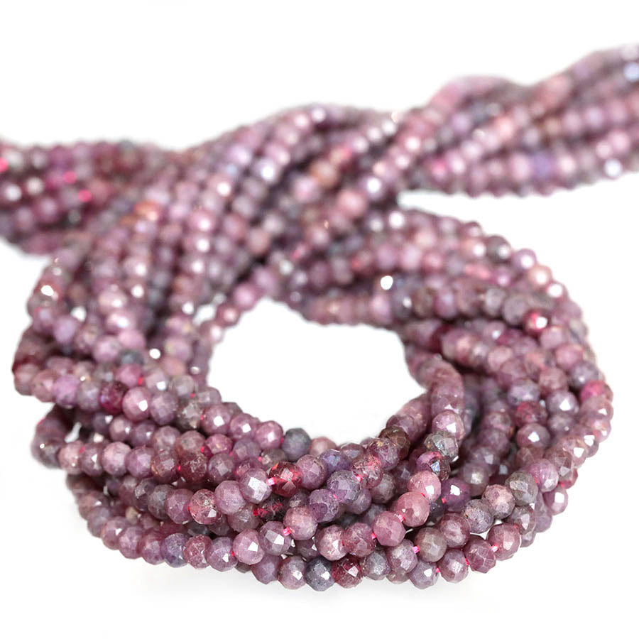 Ruby 4mm Rondelle Faceted - 15-16 Inch