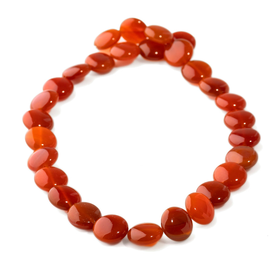 Red Agate 14mm Puff Coin - 15-16 Inch
