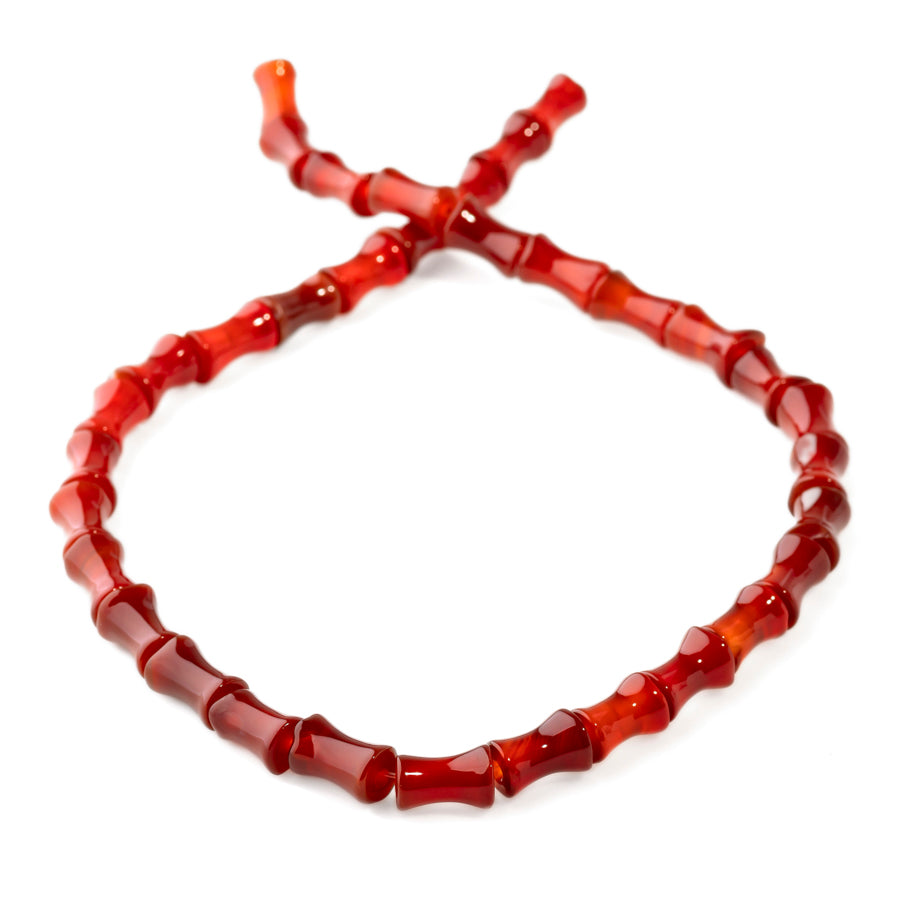 Red Agate 7x12mm Bamboo - 15-16 Inch