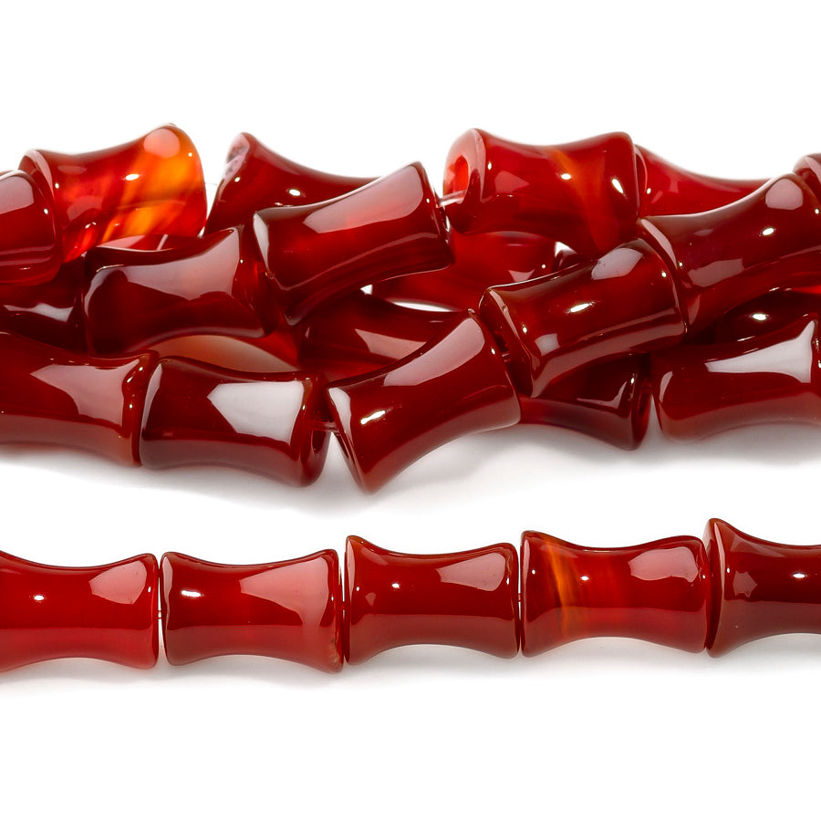 Red Agate 7x12mm Bamboo - 15-16 Inch