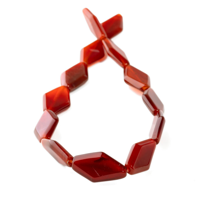 Red Agate 14x25mm Flat Diamond - 15-16 Inch