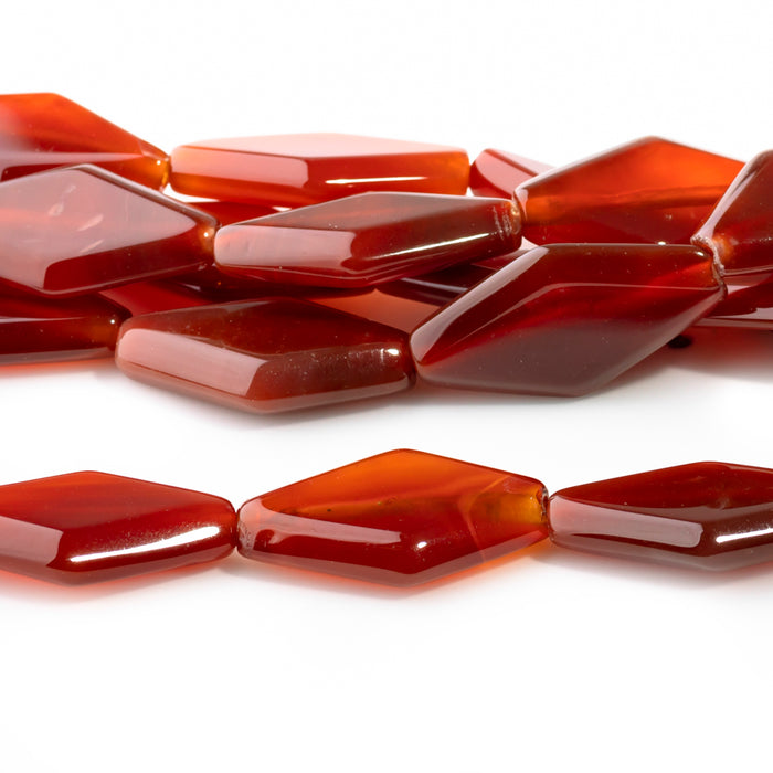 Red Agate 14x25mm Flat Diamond - 15-16 Inch