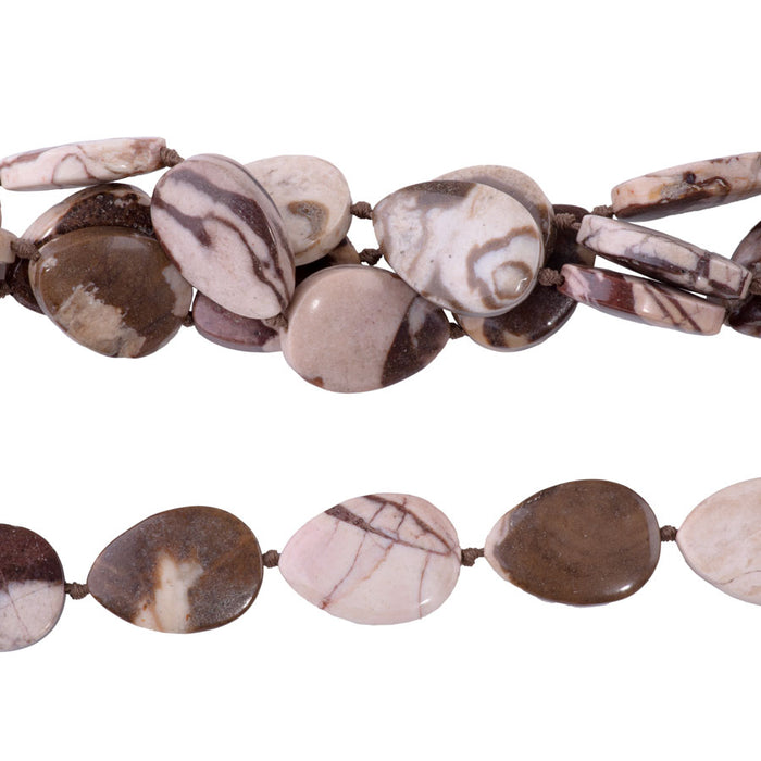 Brown Zebra Jasper 18x25mm Puff Teardrop - 15-16 Inch