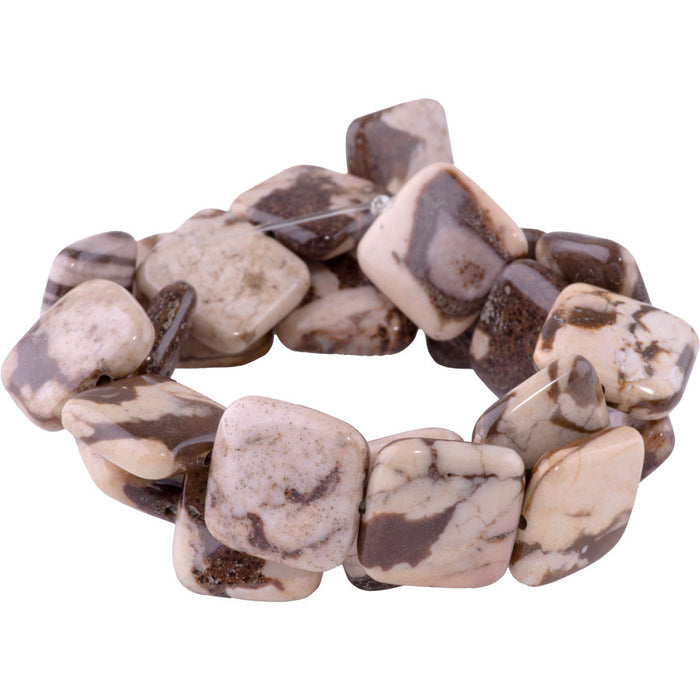 Brown Zebra Jasper 18mm Puff Square - 15-16 Inch