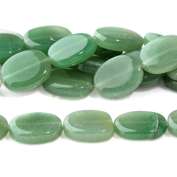 Green Aventurine 15x20mm Puff Oval - 15-16 Inch