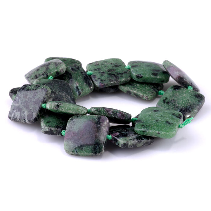 Ruby Zoisite 20mm Puff Square - 15-16 Inch