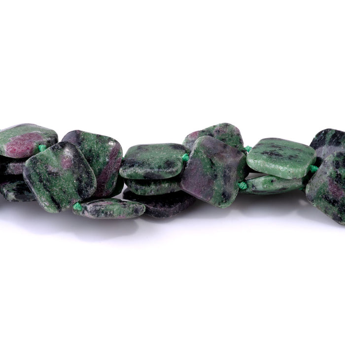 Ruby Zoisite 20mm Puff Square - 15-16 Inch