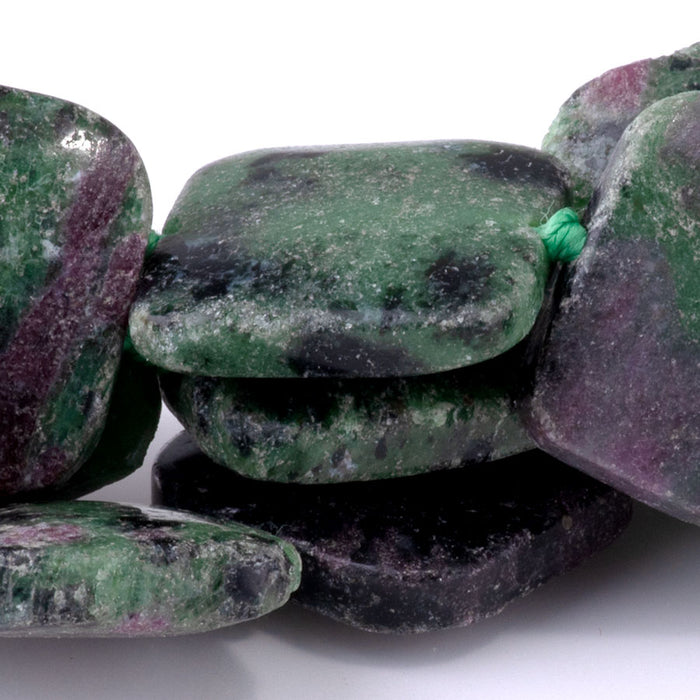 Ruby Zoisite 20mm Puff Square - 15-16 Inch