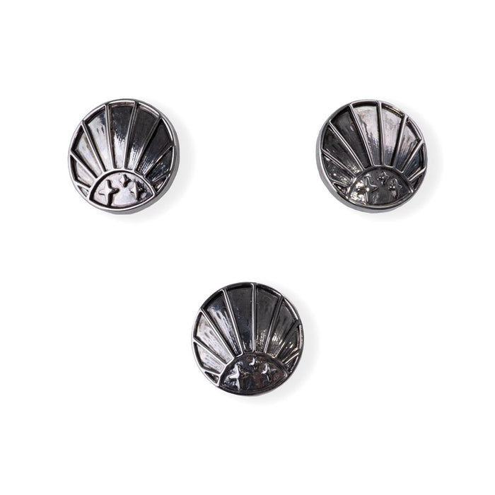 17mm Sand Dollar Shank Button - Rhodium Plated - 3 Pack