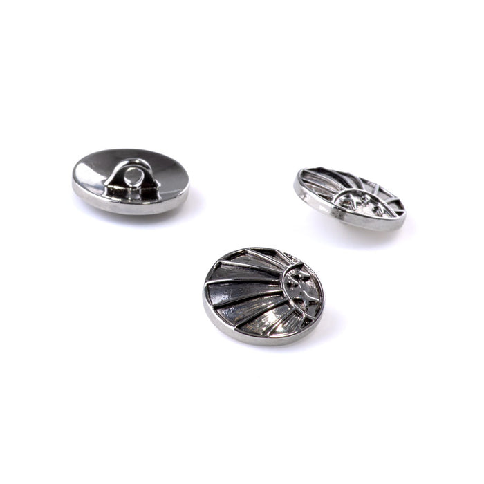 17mm Sand Dollar Shank Button - Rhodium Plated - 3 Pack