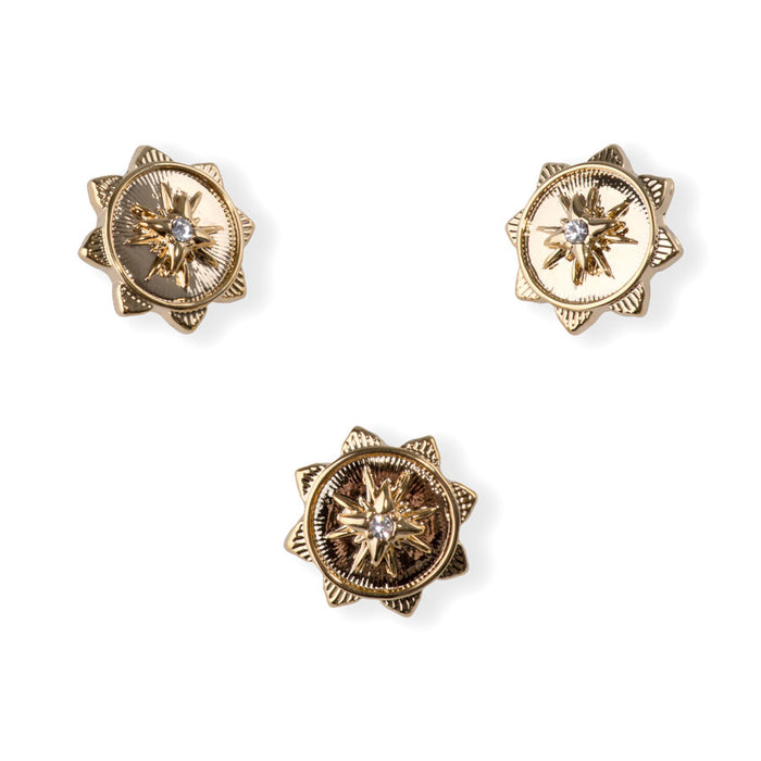 16.5 Mandala Shank Button with Crystal - Gold Plated - 3 Pack