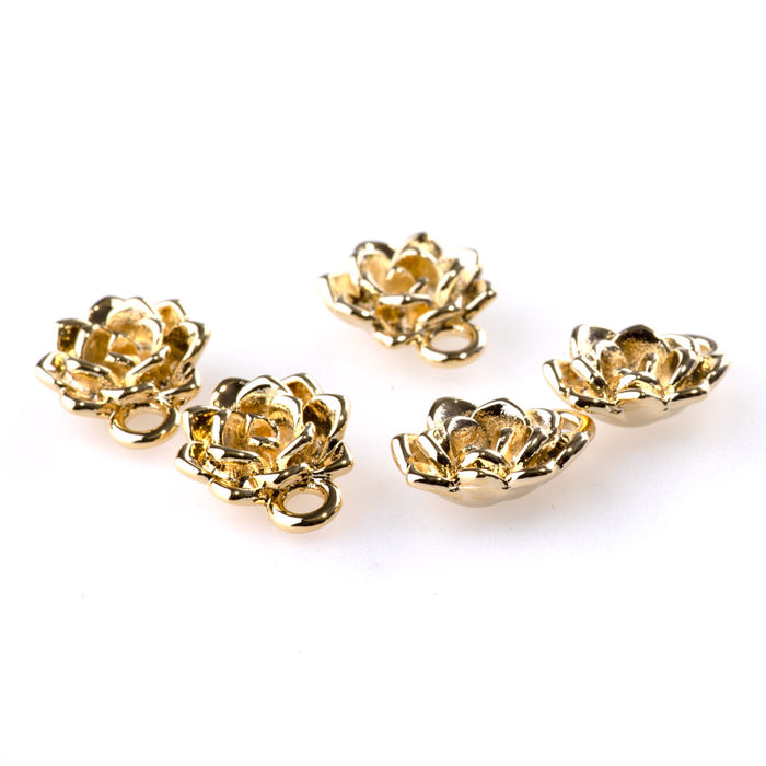 15mm Succulent Charms - Gold Plated - 5 Pack