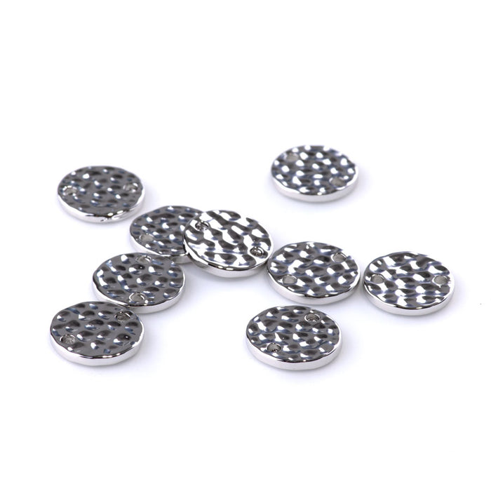 11mm Hammered Disk Connectors - Rhodium Plated - 10 Pack