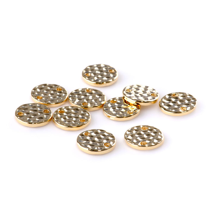 11mm Hammered Disk Connectors - Gold Plated - 10 Pack