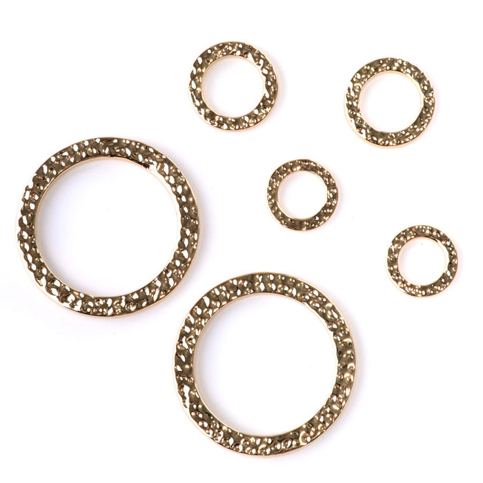 Hammered Rings Assortment 6 Piece Pack - Gold Plated