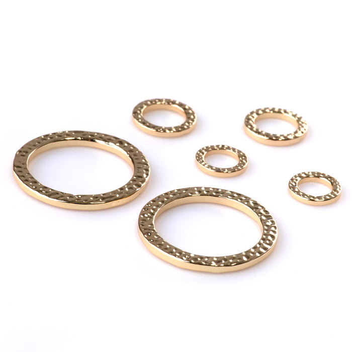 Hammered Rings Assortment 6 Piece Pack - Gold Plated