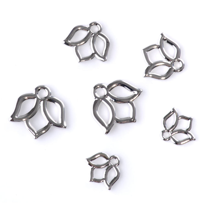 Open Lotus Connector Assortment 6 Piece Pack - Rhodium Plated