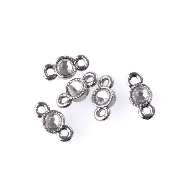 12mm Links with Crystal - Rhodium Plated - 5 Pack