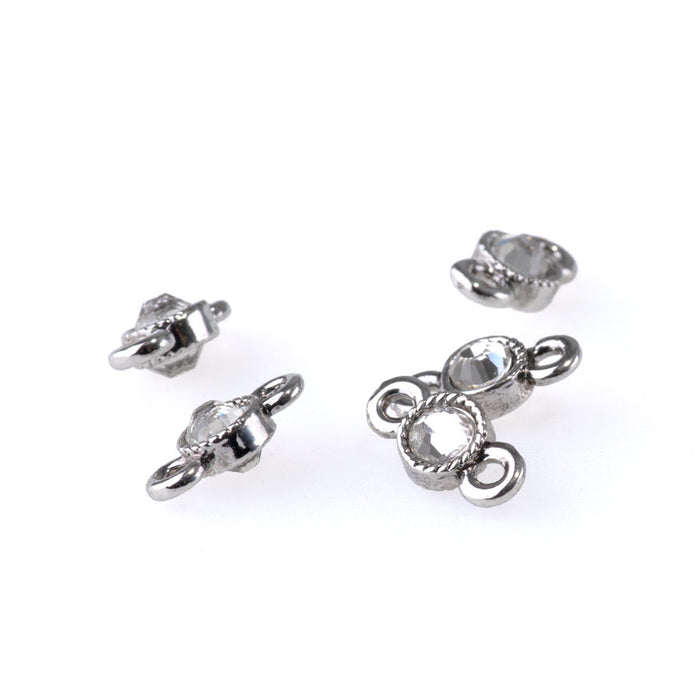 12mm Links with Crystal - Rhodium Plated - 5 Pack