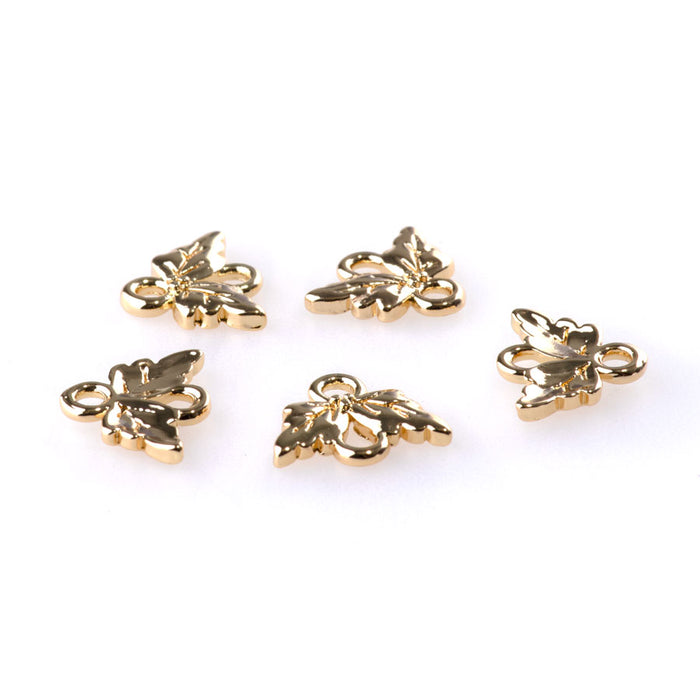 12x9mm Petite Leaf Connectors - Gold Plated - 5 Pack