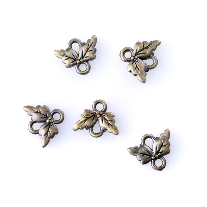 12x9mm Petite Leaf Connectors - Antique Brass Plated - 5 Pack