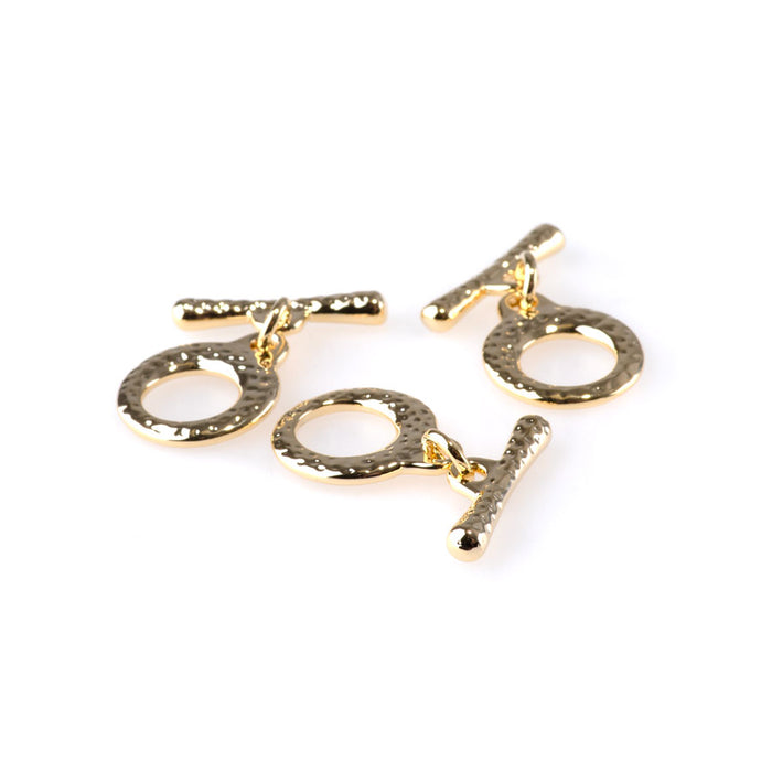 17mm Two Sided Two Piece Toggle Clasp - Gold Plated - 3 Pack