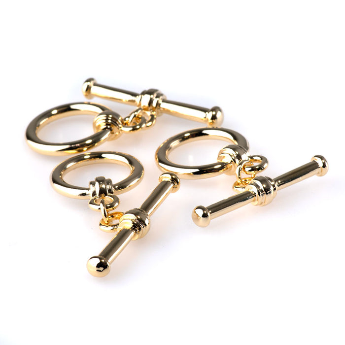 25mm Large Simple Two Piece Toggle Clasp - Gold Plated - 3 Pack