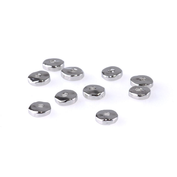 5mm Nugget Spacer Bead - Rhodium Plated - 10 Pack