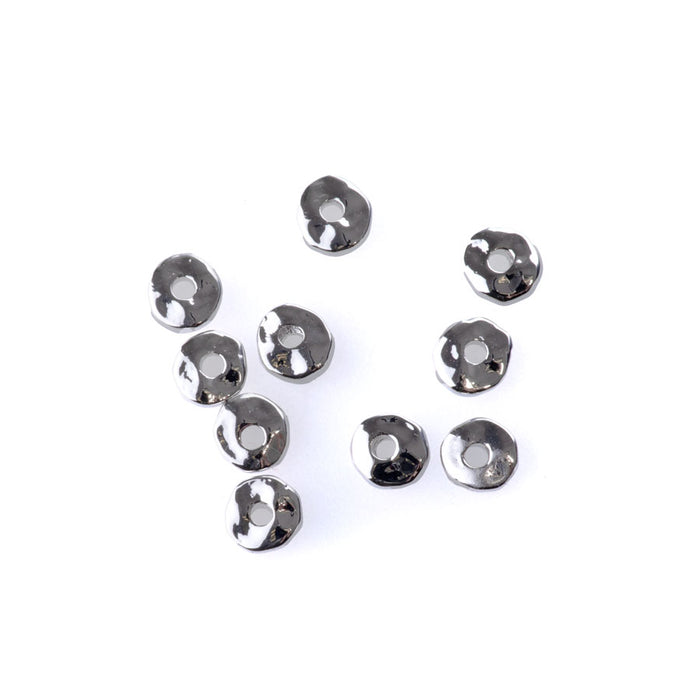 5mm Nugget Spacer Bead - Rhodium Plated - 10 Pack