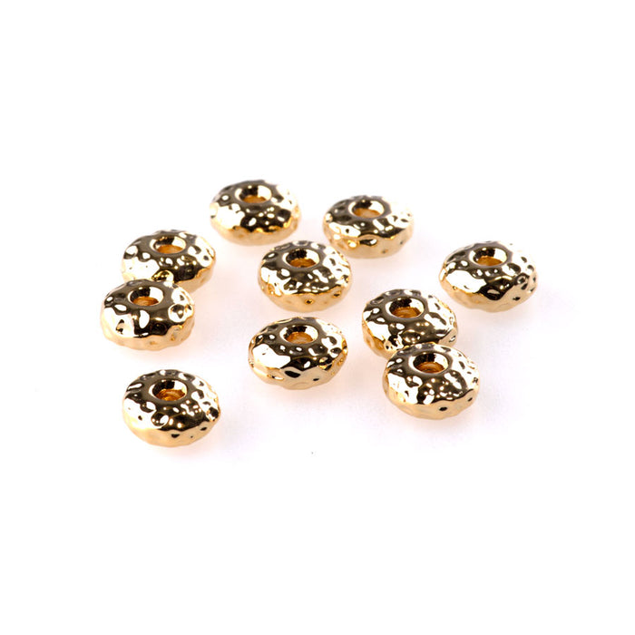 7mm Rondelle Bead - Gold Plated - 10 Pack