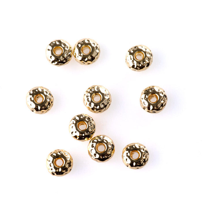 7mm Rondelle Bead - Gold Plated - 10 Pack