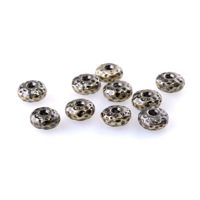 7mm Rondelle Bead -Antique Brass Plated - 10 Pack