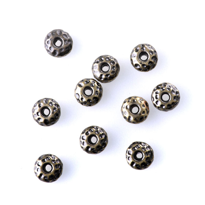 7mm Rondelle Bead -Antique Brass Plated - 10 Pack