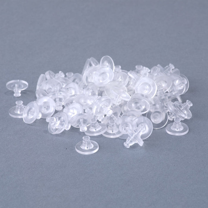 Clear Rubber Disc Earring Backs - 100 Pack