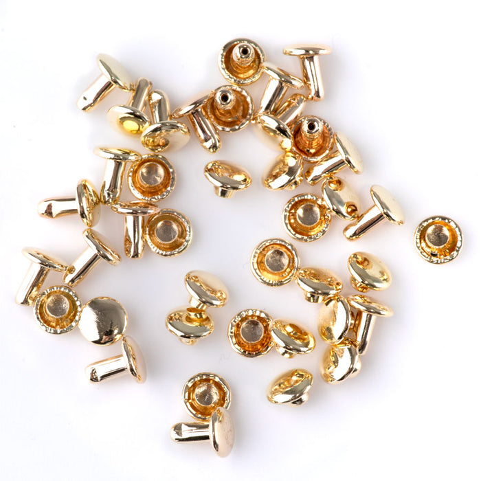 6mm Compression Rivets - Gold Plated - 20 Pack