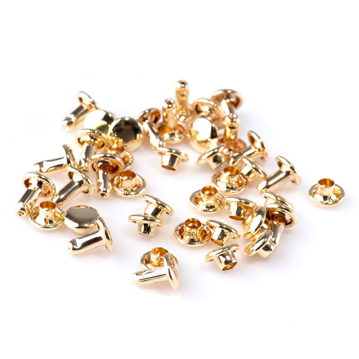 6mm Compression Rivets - Gold Plated - 20 Pack