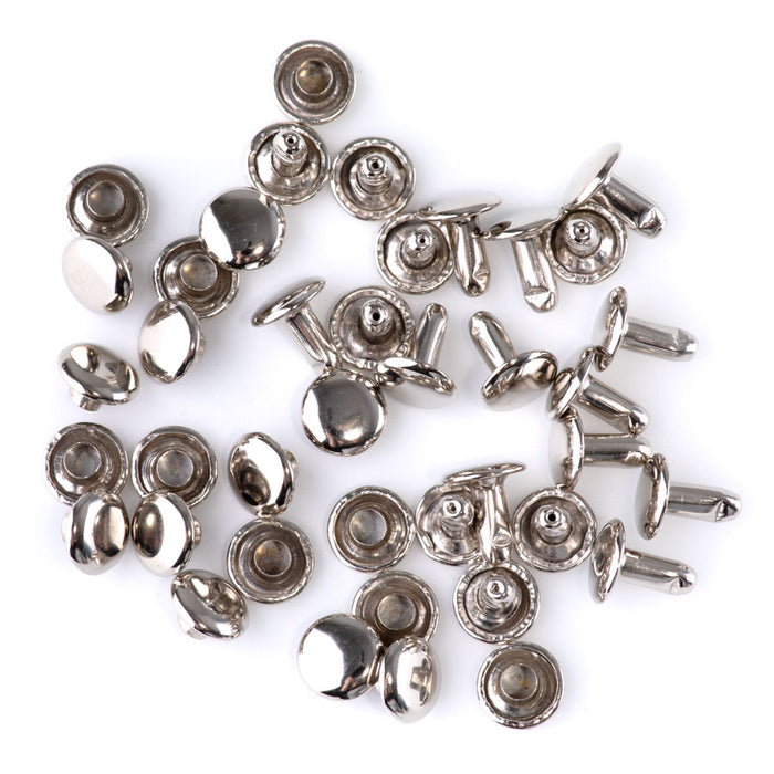 8mm Compression Rivets - Rhodium Plated - 20 Pack