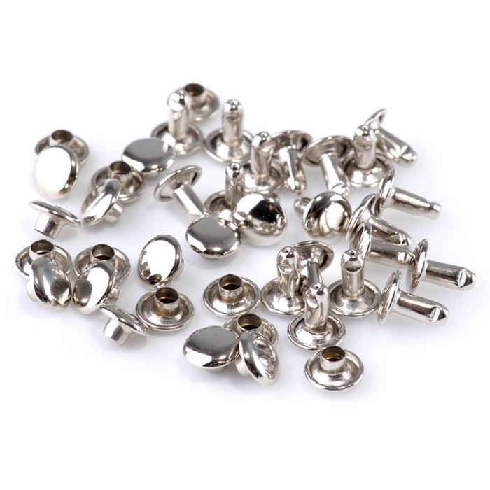 8mm Compression Rivets - Rhodium Plated - 20 Pack